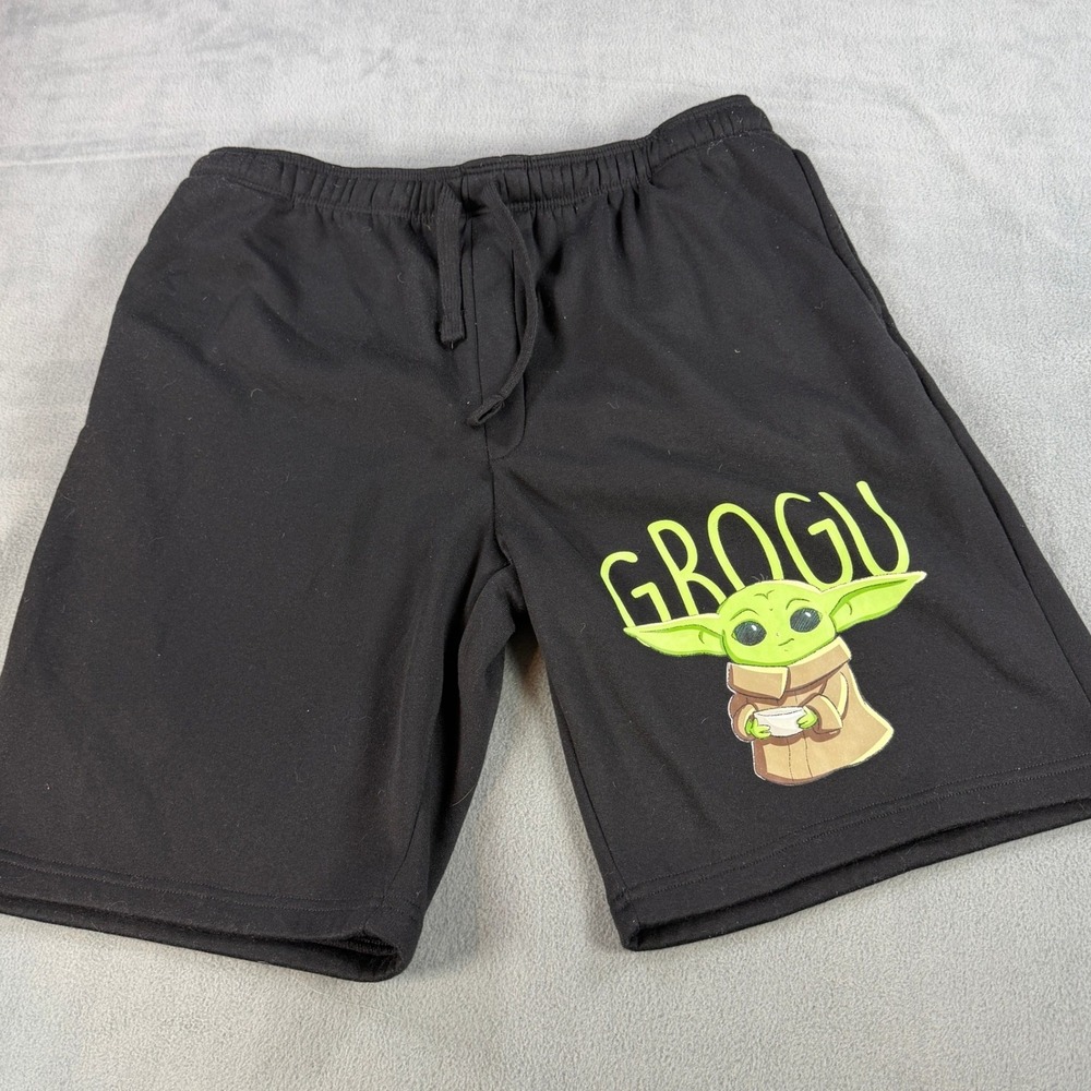 Star Wars Grogu Mens Sleep Shorts Black Bioworld Baby Yoda Pajama Bottoms 2XL